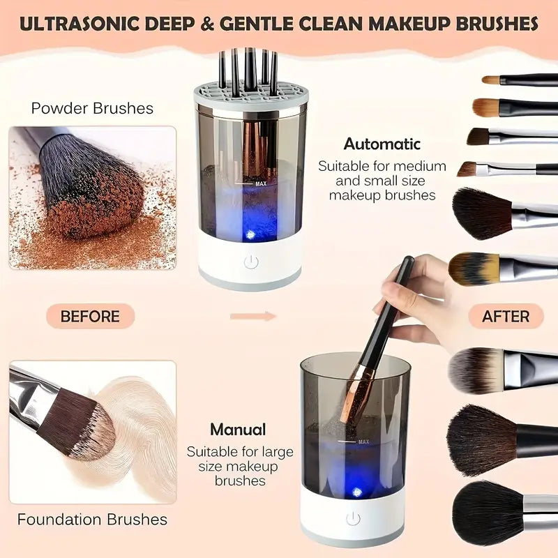 BEAUTY SPIN - 2-in-1 Electric Brush Cleaner & Dryer, USB Rechargeable for Quick Makeup Brush Cleaning