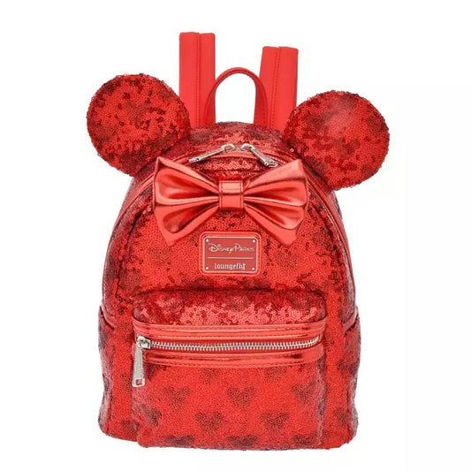 MINNIE - Red Sparkling Sequin Backpack & Mickey Icon Patterns | Disney Japan