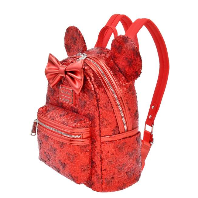 MINNIE - Red Sparkling Sequin Backpack & Mickey Icon Patterns | Disney Japan