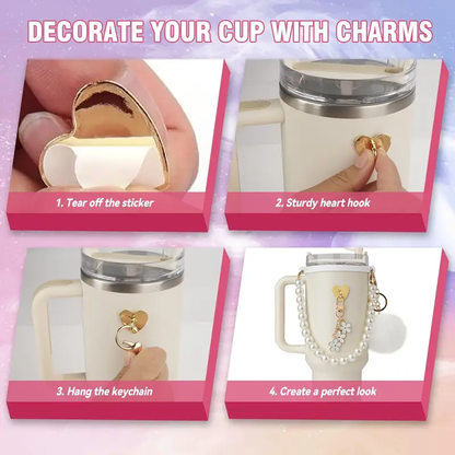 PEARLS & SAKURA - Set of cute Accessories to Beautify Your 40oz Tumbler Cups