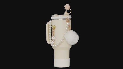 PEARLS & SAKURA - Set of cute Accessories to Beautify Your 40oz Tumbler Cups